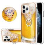 For iPhone 11 Pro Max Electroplating Dual-side IMD Phone Case with Ring Holder(Draft Beer)