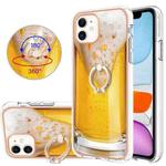 For iPhone 11 Electroplating Dual-side IMD Phone Case with Ring Holder(Draft Beer)