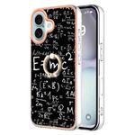 For iPhone 16 Plus Electroplating Dual-side IMD Phone Case with Ring Holder(Equation)