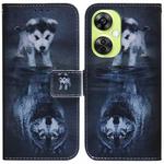 For OnePlus Nord CE 3 Lite/Nord N30 Coloured Drawing Flip Leather Phone Case(Wolf and Dog)