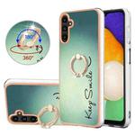 For Samsung Galaxy A34 5G Electroplating Dual-side IMD Phone Case with Ring Holder(Smile)