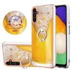 For Samsung Galaxy A54 5G Electroplating Dual-side IMD Phone Case with Ring Holder(Draft Beer)