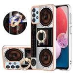 For Samsung Galaxy A13 4G Electroplating Dual-side IMD Phone Case with Ring Holder(Retro Radio)