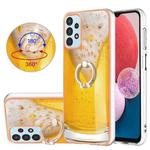 For Samsung Galaxy A32 5G / M32 5G Electroplating Dual-side IMD Phone Case with Ring Holder(Draft Beer)