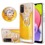 For Samsung Galaxy A03s US Version Electroplating Dual-side IMD Phone Case with Ring Holder(Draft Beer)