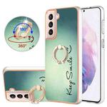 For Samsung Galaxy S21+ 5G Electroplating Dual-side IMD Phone Case with Ring Holder(Smile)