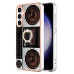 For Samsung Galaxy S23 FE 5G Electroplating Dual-side IMD Phone Case with Ring Holder(Retro Radio)