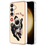 For Samsung Galaxy S24 5G Electroplating Dual-side IMD Phone Case with Ring Holder(Lucky Dog)