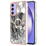 For Samsung Galaxy A15 5G Electroplating Dual-side IMD Phone Case with Ring Holder(Totem Elephant)