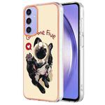 For Samsung Galaxy A15 5G Electroplating Dual-side IMD Phone Case with Ring Holder(Lucky Dog)