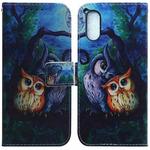 For Sony Xperia 5 V Coloured Drawing Flip Leather Phone Case(Oil Painting Owl)