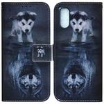 For Sony Xperia 5 V Coloured Drawing Flip Leather Phone Case(Wolf and Dog)