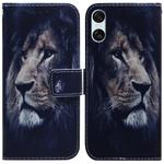 For Sony Xperia 10 VI Coloured Drawing Flip Leather Phone Case(Lion)