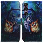 For Sony Xperia 1 VII Coloured Drawing Flip Leather Phone Case(Oil Painting Owl)
