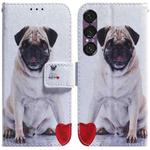For Sony Xperia 1 VII Coloured Drawing Flip Leather Phone Case(Pug)