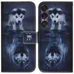 For Sony Xperia 1 VII Coloured Drawing Flip Leather Phone Case(Wolf and Dog)
