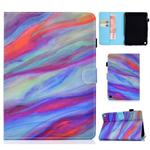 For Amazon Kindle Fire HD 8 (2020) Sewing Thread Horizontal Painted Flat Leather Case with Pen Cover & Anti Skid Strip & Card Slot & Holder & Wake-up / Sleep Function(Colorful Marble)
