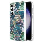 For Samsung Galaxy S23 FE 5G Electroplating Splicing Marble TPU Phone Case(Blue Green)