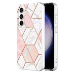For Samsung Galaxy S23 FE 5G Electroplating Splicing Marble TPU Phone Case(Pink White)