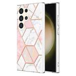 For Samsung Galaxy S24 Ultra 5G Electroplating Splicing Marble TPU Phone Case(Pink White)