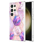 For Samsung Galaxy S24 Ultra 5G Electroplating Splicing Marble TPU Phone Case(Light Purple)