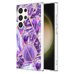 For Samsung Galaxy S24 Ultra 5G Electroplating Splicing Marble TPU Phone Case(Dark Purple)