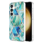 For Samsung Galaxy S24+ 5G Electroplating Splicing Marble TPU Phone Case(Green)