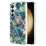 For Samsung Galaxy S24+ 5G Electroplating Splicing Marble TPU Phone Case(Blue Green)