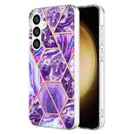 For Samsung Galaxy S24 5G Electroplating Splicing Marble TPU Phone Case(Dark Purple)