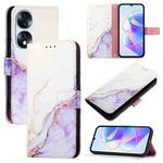 For Honor 70 PT003 Marble Pattern Flip Leather Phone Case(White Purple)