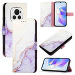 For Honor Magic6 PT003 Marble Pattern Flip Leather Phone Case(White Purple)