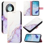 For Honor X9c Smart 5G PT003 Marble Pattern Flip Leather Phone Case(White Purple)