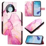 For Honor X9c Smart 5G PT003 Marble Pattern Flip Leather Phone Case(Pink Purple Gold)