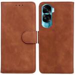 For Honor 90 Lite Skin Feel Pure Color Flip Leather Phone Case(Brown)