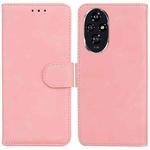 For Honor 200 5G Skin Feel Pure Color Flip Leather Phone Case(Pink)