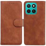 For Honor X8c 4G Skin Feel Pure Color Flip Leather Phone Case(Brown)