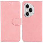 For Honor 400 Pro Global 160.8mm Skin Feel Pure Color Flip Leather Phone Case(Pink)