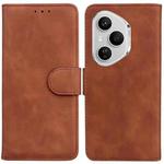 For Honor 400 Pro Global 160.8mm Skin Feel Pure Color Flip Leather Phone Case(Brown)