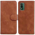 For Nokia XR21 Skin Feel Pure Color Flip Leather Phone Case(Brown)