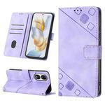 For Honor 90 Skin-feel Embossed Leather Phone Case(Light Purple)