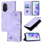 For Honor 50 SE Skin-feel Embossed Leather Phone Case(Light Purple)