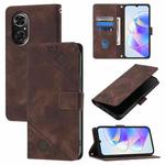 For Honor 50 SE Skin-feel Embossed Leather Phone Case(Brown)