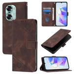 For Honor 60 Skin-feel Embossed Leather Phone Case(Brown)