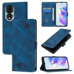 For Honor 80 Skin-feel Embossed Leather Phone Case(Blue)