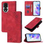 For Honor 80 Skin-feel Embossed Leather Phone Case(Red)