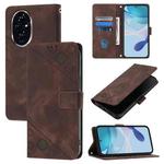 For Honor 200 Pro Skin-feel Embossed Leather Phone Case(Brown)