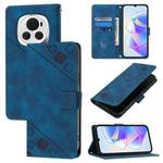 For Honor Magic6 5G Global Skin-feel Embossed Leather Phone Case(Blue)