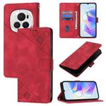 For Honor Magic6 Pro 5G Global Skin-feel Embossed Leather Phone Case(Red)