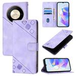 For Honor X9b / Magic6 Lite 5G Global Skin-feel Embossed Leather Phone Case(Light Purple)