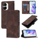 For Honor X40i Skin-feel Embossed Leather Phone Case(Brown)